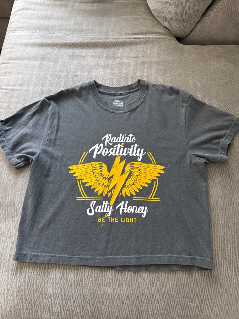 Salty Honey Radiate Positivity Short Sleeve Tee - Charcoal/Yellow